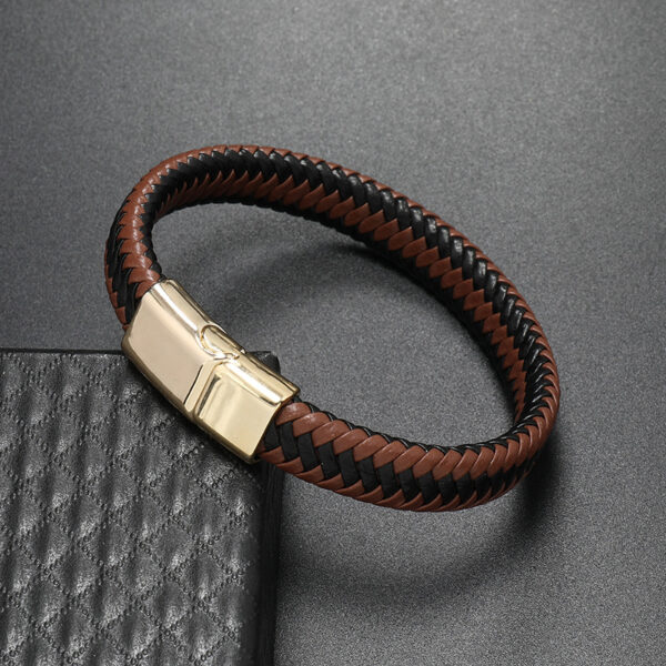 Wholesale Men's Leather Woven Magnetic Buckle Bracelets