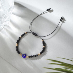 jsz130-hei-Devil's Eye Woven Bracelet Black