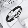 Wholesale Men's Leather Magnetic Buckle Woven Bracelets