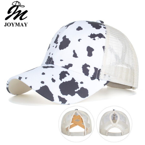 O1CN01jSRhes1GDLZQXTX5Y_2018910588-0-cib Wholesale Cow Pattern Cross Elastic Mesh Ponytail Baseball Cap