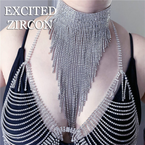 O1CN01jSiBGw1hiUASg8W4E_2212864964311-0-cib Wholesale Luxury Tassel Versatile Exaggerated Clavicle Crystal Necklace