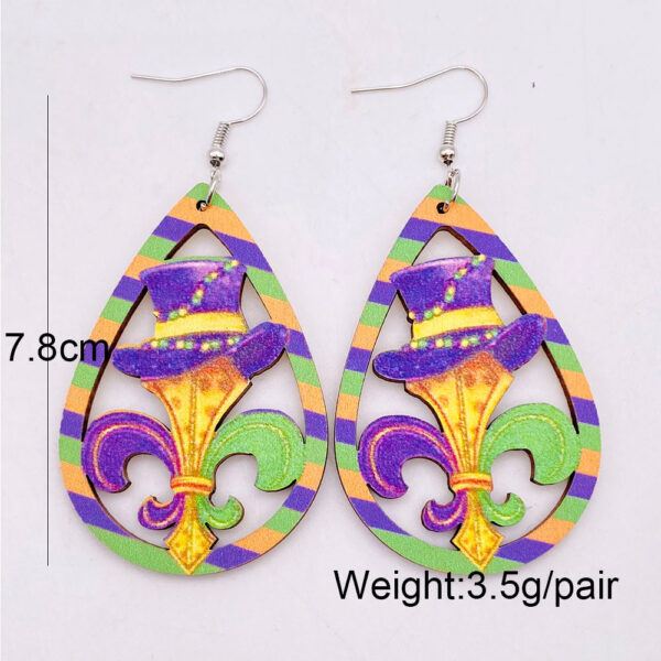 Wholesale Mardi Gras Colored Wood Earrings