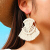 Wholesale Colorful Tassels Handwoven DIY Scalloped Alloy Earrings