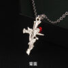 Wholesale gothic red rose cross vintage stainless steel necklace