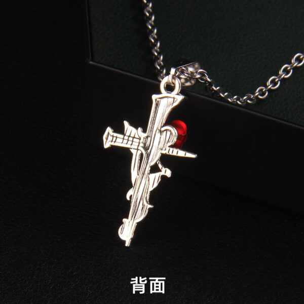 Wholesale gothic red rose cross vintage stainless steel necklace