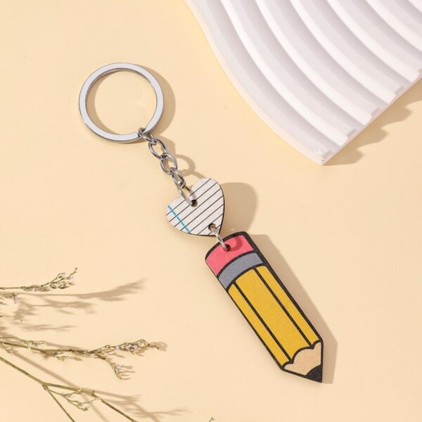 Wholesale Teacher's Day Pencil Love Wooden Keychain