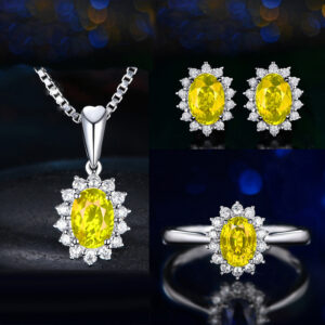Yellow "earrings + necklace + Ring Opening] / 30% white copper plated platinum