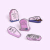 Wholesale Gothic Punk Style Pink Coffin Tombstone Brooch