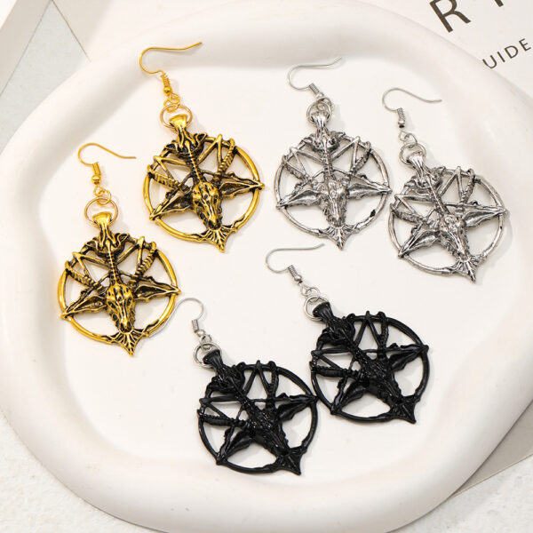 Wholesale Literary Skull Head Sheep Head Demon God Earrings