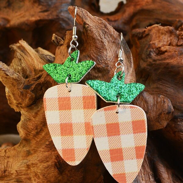 Wholesale Easter Carrots Gretel Sequin Leather Earrings