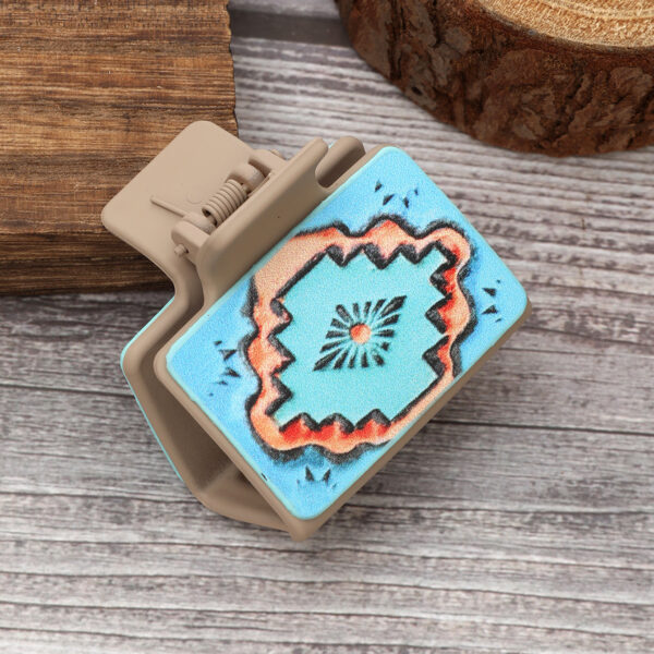 Wholesale Western Style Cactus Aztec Leather Hair Clip Shark Clip Combo