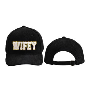 Black-WIFEY corduroy baseball cap / Adjustable