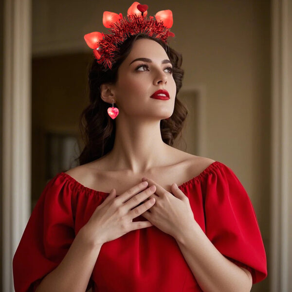 O1CN01jfyEfb21aVsScUv72_934707001-0-cib Wholesale Valentine's Day Series LED Lights, Heart-shaped Luminous Plastic Earrings