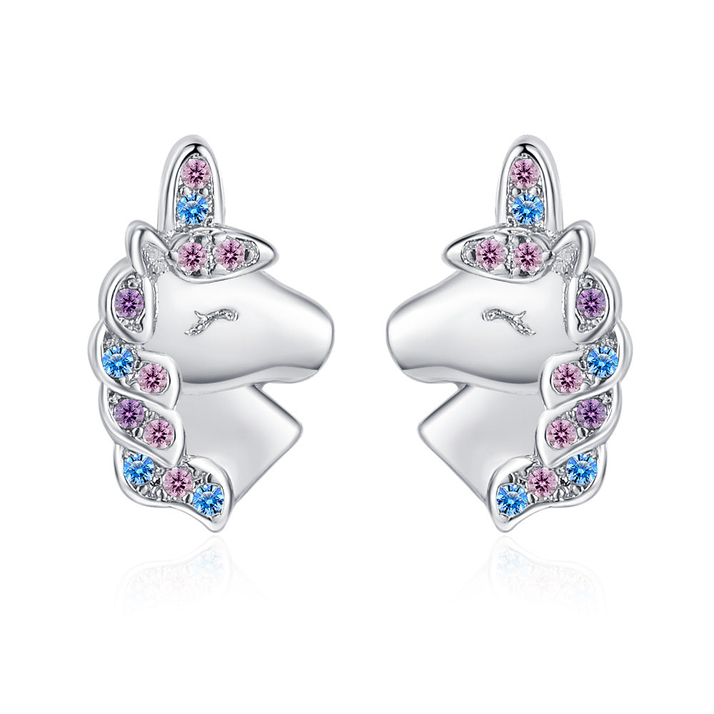 Wholesale Unicorn Rainbow Copper Earrings