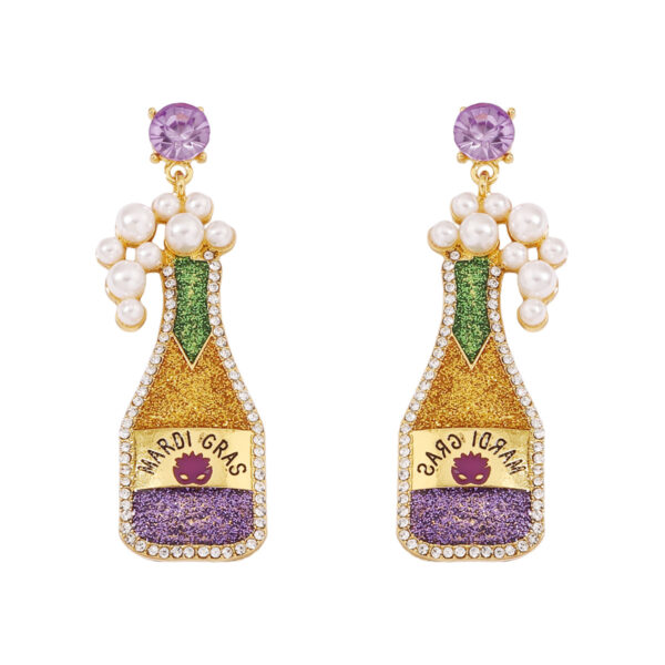 Wholesale Carnival Wine Bottle Zinc Alloy  Mardi Gras Earrings