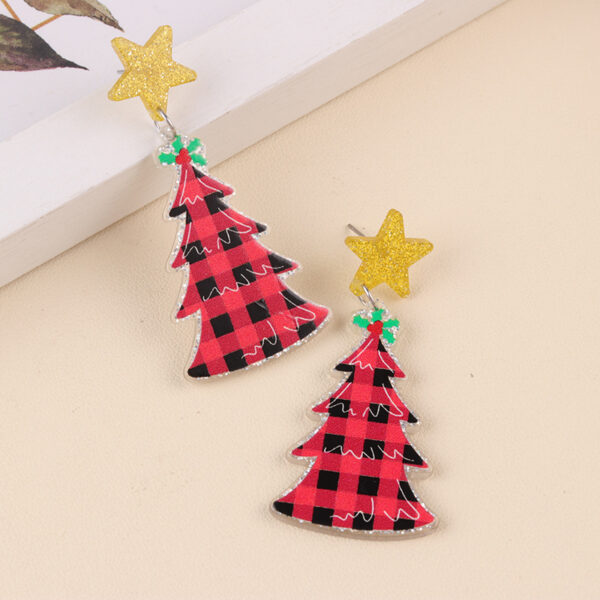 Wholesale Christmas Leopard Print Christmas Tree Acrylic Earrings