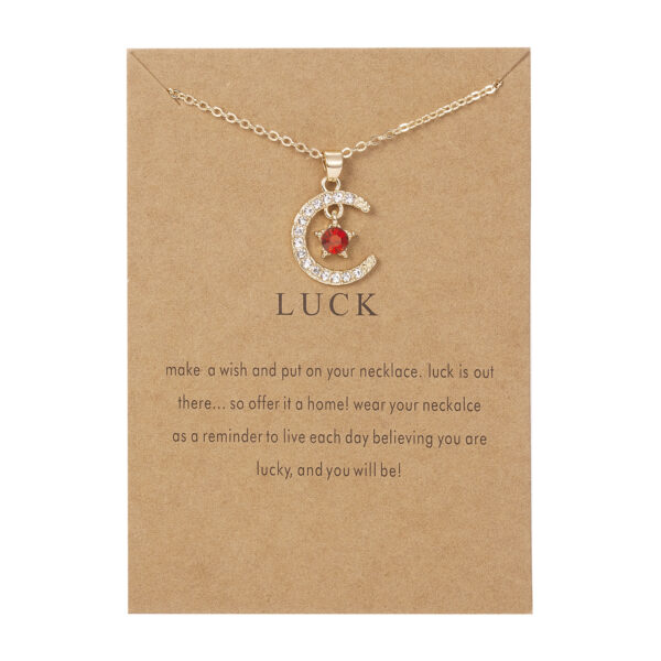 Wholesale Birthstone Month December Star Pendant Paper Card Alloy Necklaces