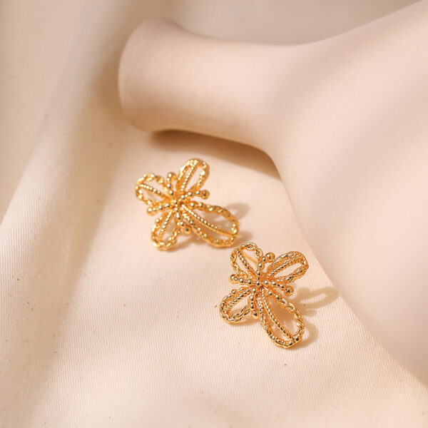 Wholesale S925 Silver Needle Plated 18K Real Gold Braided Earrings