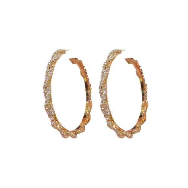 Wholesale Copper Plated Genuine Gold Water Diamond Wrapped Large Earrings