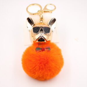 Orange / Cool Dog fur ball keychain