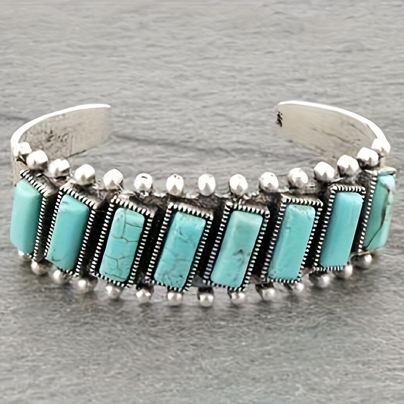 Wholesale Bohemian Style Turquoise Vintage Pattern Open Bracelet