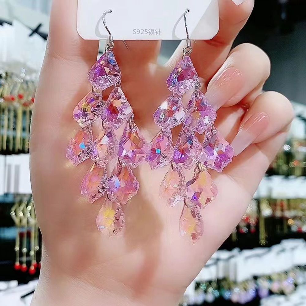 Wholesale Purple Crystal Red Crystal Pendant Hyallergenic Earrings