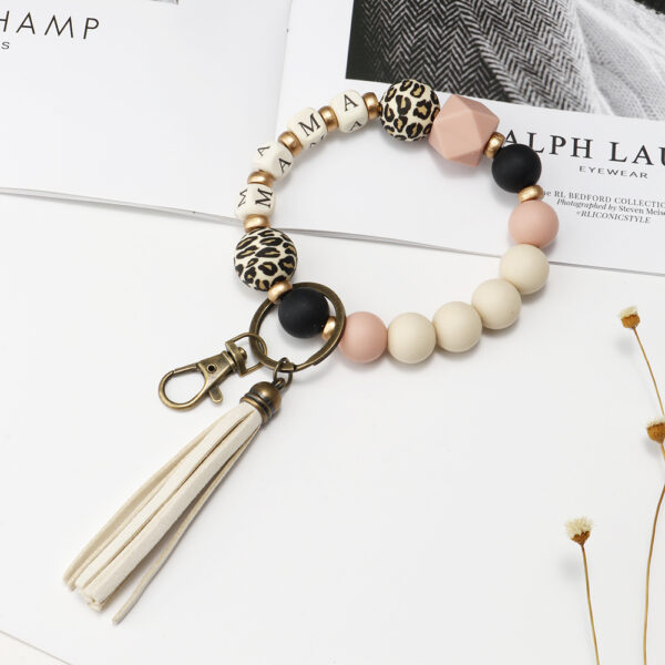 Wholesale Mother's Day Silicone Beads Wrist Keychain