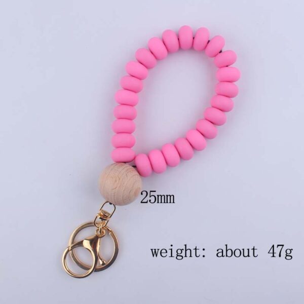 Wholesale Silicone Flat Bead Beaded Wrist Keychain