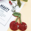 Wholesale Creative Diamond Hot Diamond Cherry 3D Stereo Rhinestone Fruit Keychains