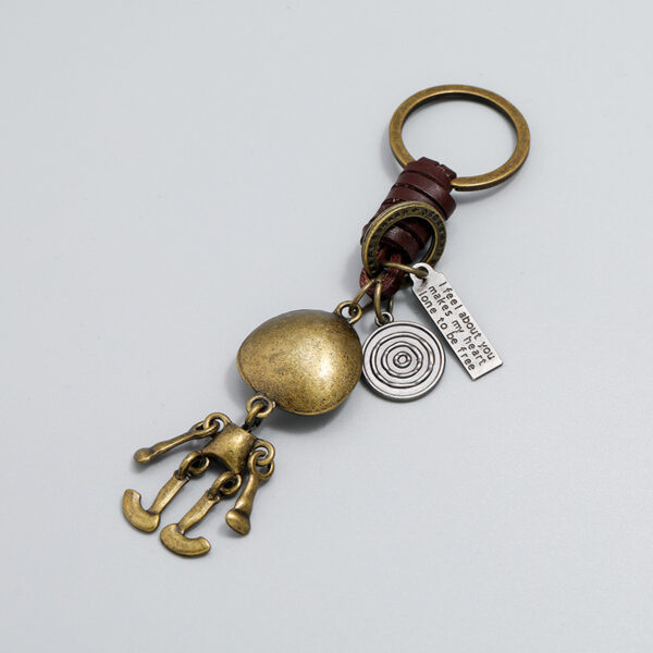 Wholesale Halloween Skeleton Pendant Cowhide Leather Keychain