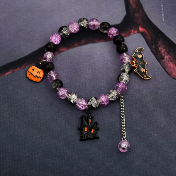 O1CN01jubTra1sweKBKPfPw_2213363735831-0-cib Wholesale Halloween pop flower wafer beads pumpkin castle bat tassel kids glass bracelet
