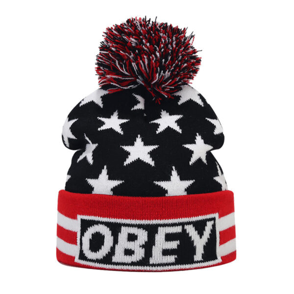 O1CN01juoaYr2AbGvCTpOi2_2496528221-0-cib Wholesale Knitted Hats with Five-pointed Star Striped Jacquard Acrylic Ear Protectors
