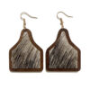 Wholesale Genuine Leather Vintage Cow Brand Smudged Horse Hair Inlaid Western Fashion Earrings