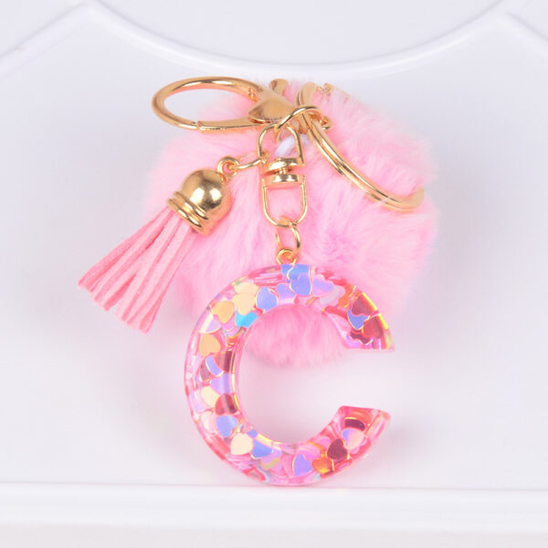 O1CN01jvossF2GvmO8vprnr_2206519729078-0-cib-3 Wholesale Popular Fur Ball Love Letter Resin Keychain