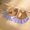 Wholesale Vacation Rattan Straw Tassels Earrings