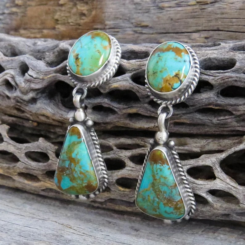 Wholesale Vintage Marble Tearop Colored Turquoise Earrings Alloy