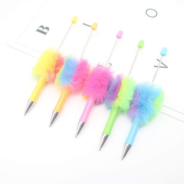 O1CN01jxLbEM1dthcciImcn_2216028933794-0-cib-1 Wholesale Colorful Beadable Pen Plush Pom Pom Beadable Pen Fluffy Pens