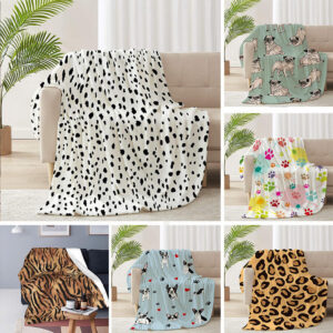 Wholesale Leopard Print Cow Pattern Dog Paw Falaise Blanket Office Vehicle Travel Necessary Cover Blanket