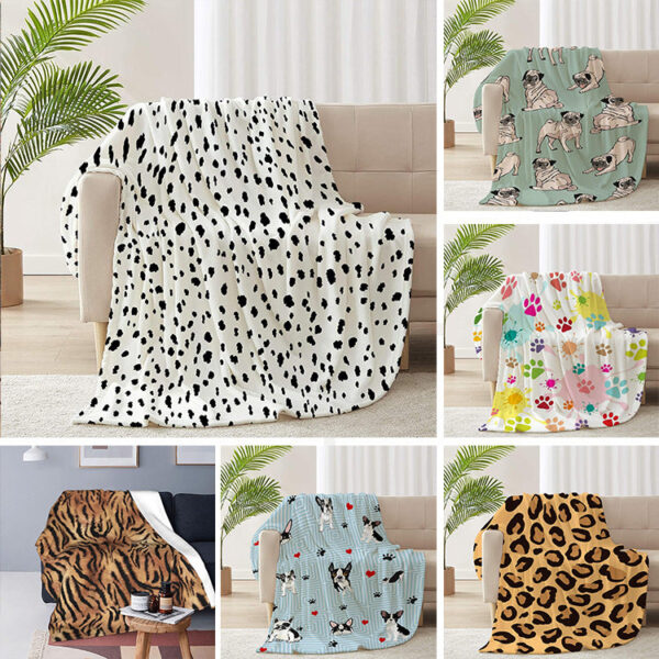 Wholesale Leopard Print Cow Pattern Dog Paw Falaise Blanket Office Vehicle Travel Necessary Cover Blanket