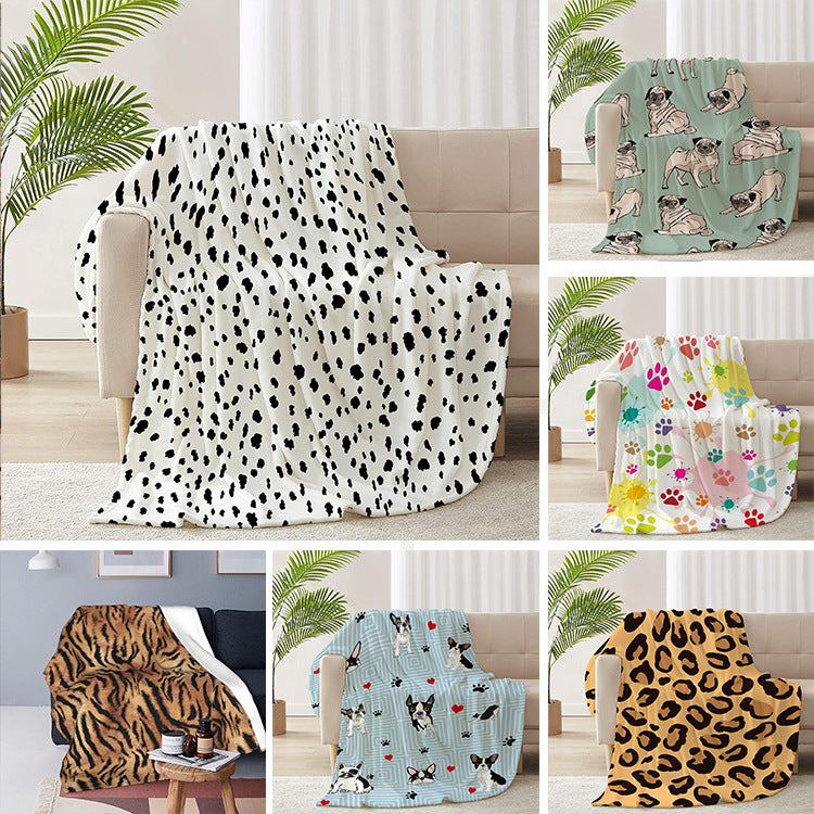 Wholesale Leopard Print Cow Pattern Dog Paw Falaise Blanket Oice Vehicle Travel Necessary Cover Blanket