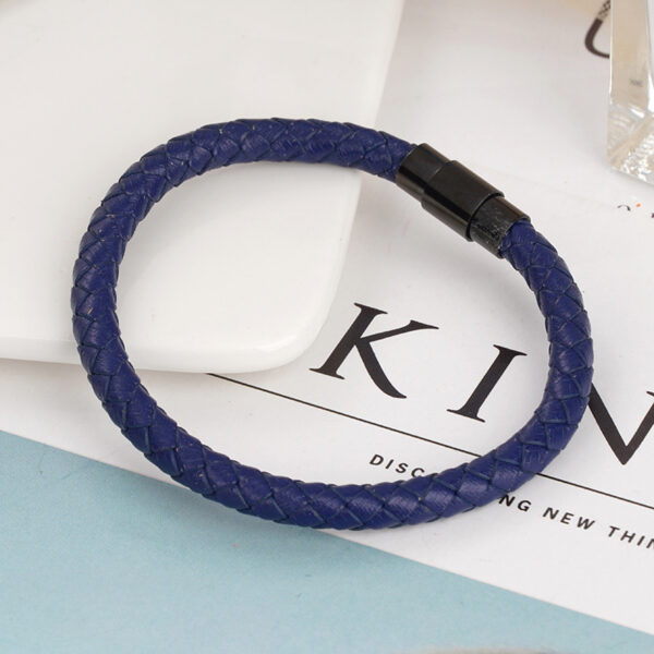 Wholesale Simple Braided Rainbow Magnet Buckle Genuine Leather Bracelet