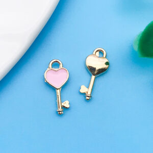 1 7×16mm oil dripping pink peach heart-shaped key-10989-0.5g