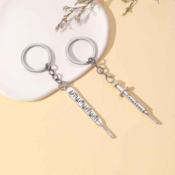 Wholesale Metal Simulation Syringe Thermometer Keychain