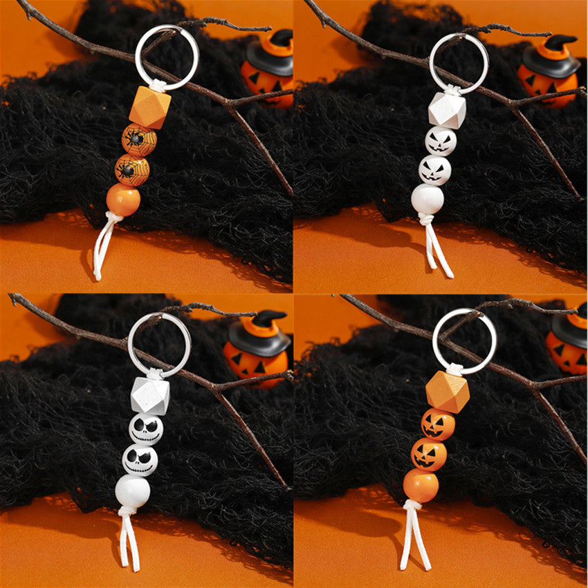 Wholesale Pumpkin Wood Beads Beaded Keychain