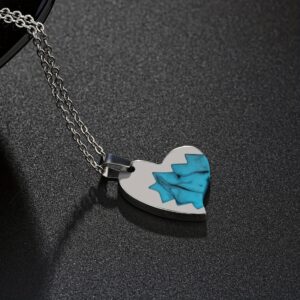 Stainless steel blue turquoise necklace-love