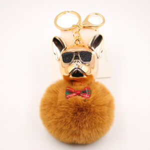 Coffee / Cool Dog fur ball keychain