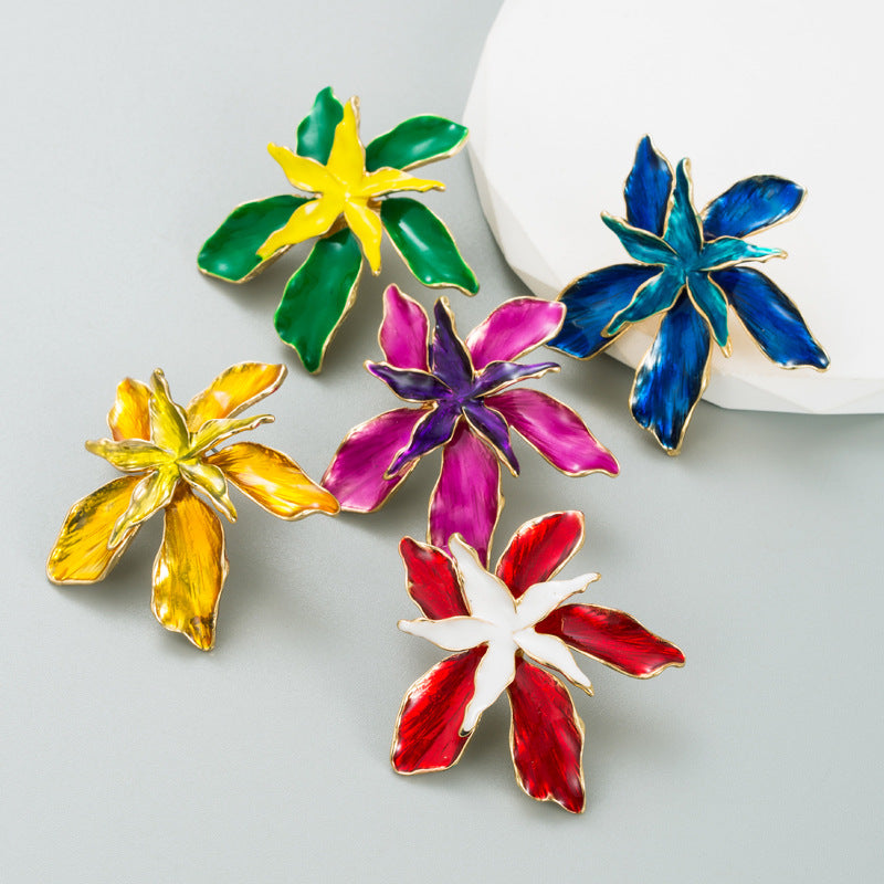 Wholesale Enamel Oil ip Iris Alloy Earrings