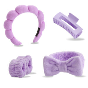Purple hairband, hairpin, hair tie, wrist 5-piece set (seam interface)