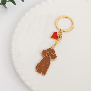 Brown thin teddy + gold red heart