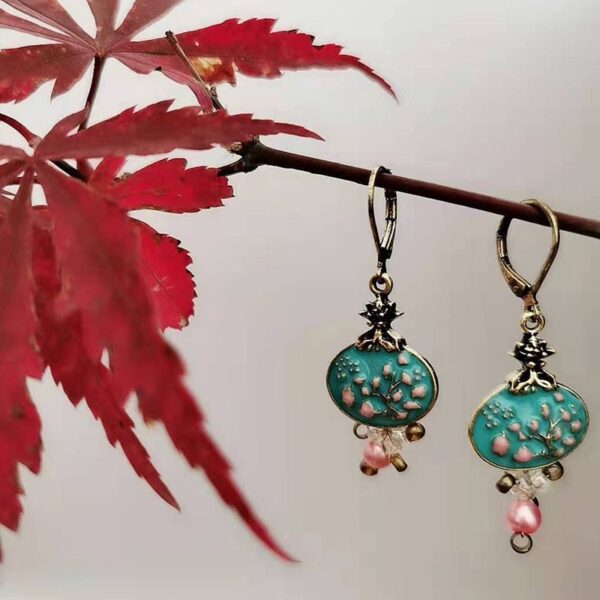 Wholesale Statemente Green Turquoise Metal Earrings
